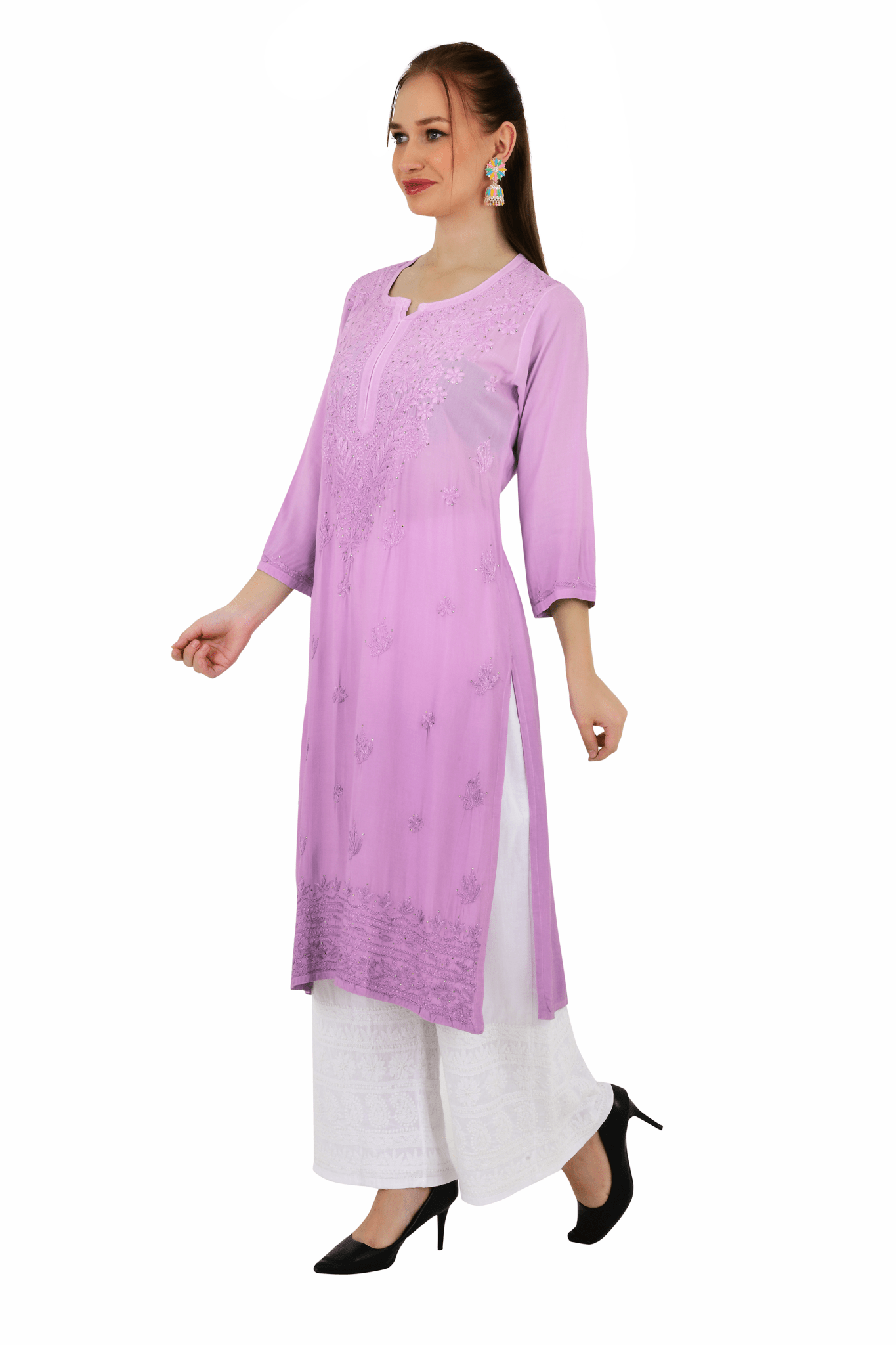 Anam Rayon Muqaish Lavender Pink kurta - Lucknow Threads200_LVN - 2
