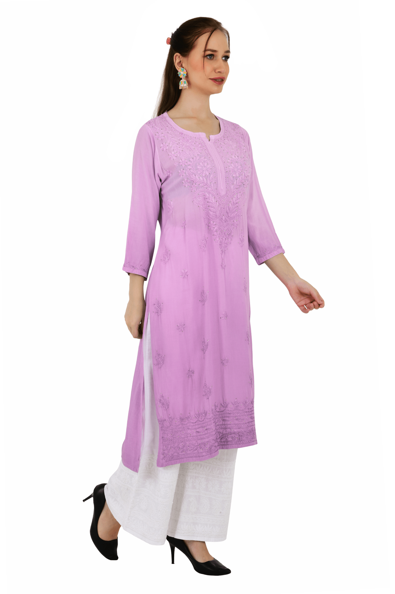 Anam Rayon Muqaish Lavender Pink kurta - Lucknow Threads200_LVN - 2