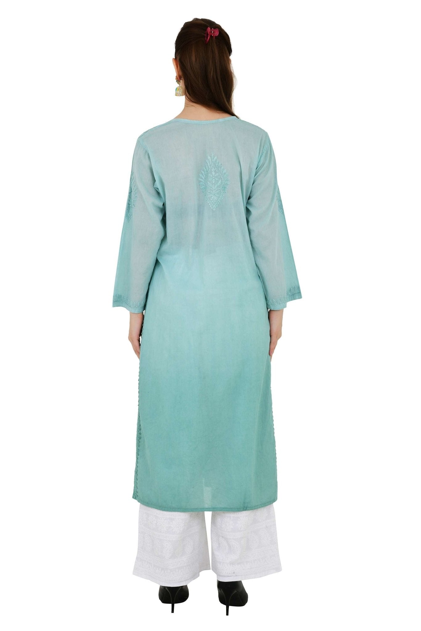 Anam rayon muqaish pastel green kurta - Lucknow Threads200_PGN - 1