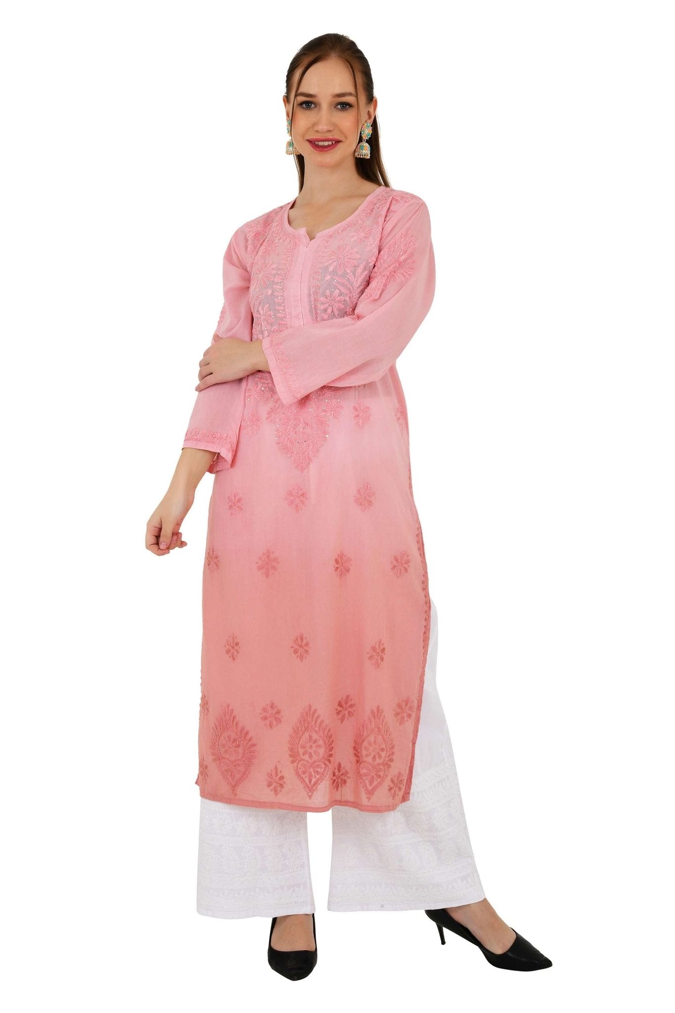 Anam Rayon Muqaish Peach kurta - Lucknow Threads200_PEACH