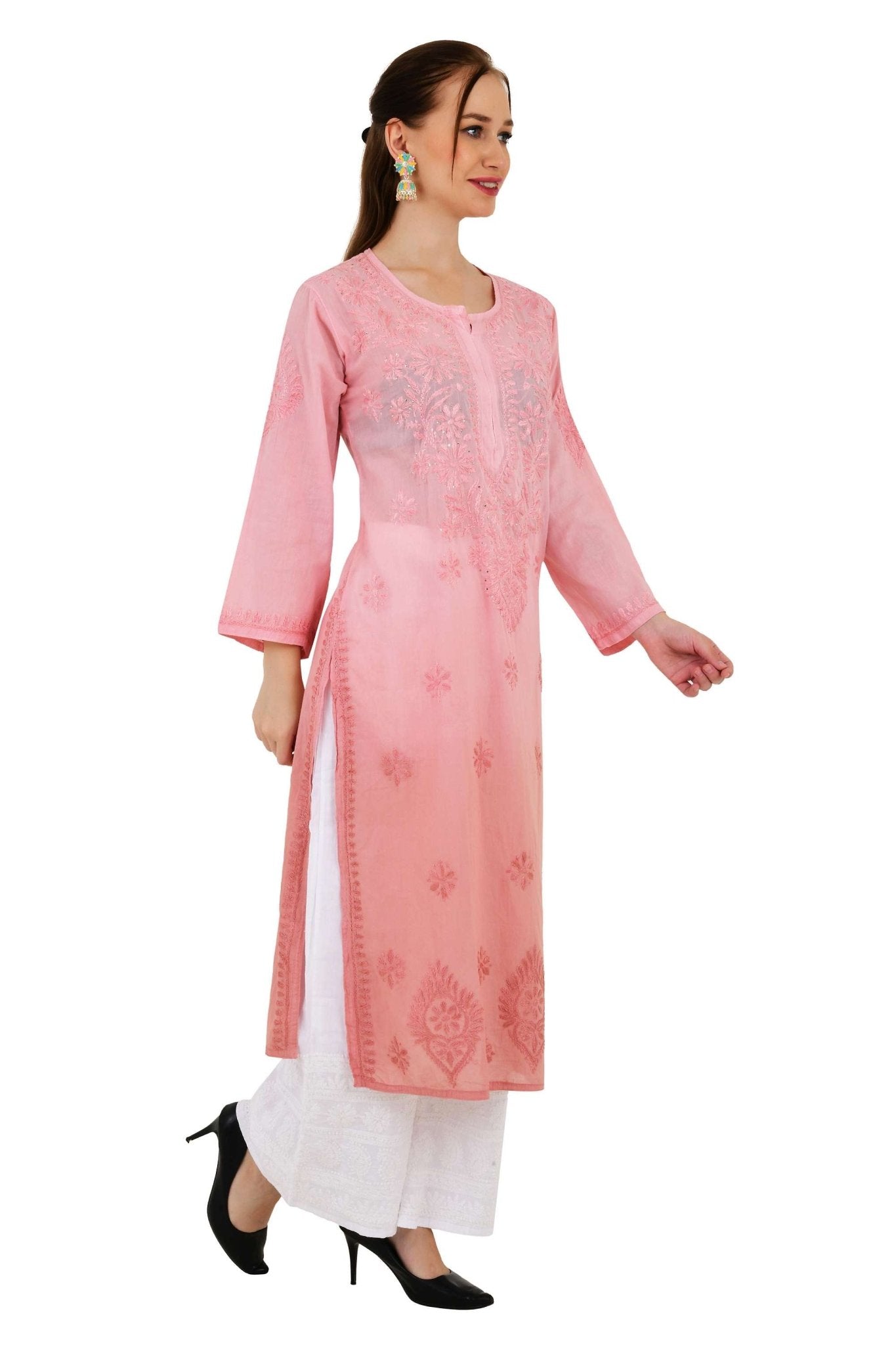 Anam Rayon Muqaish Peach kurta - Lucknow Threads200_PEACH