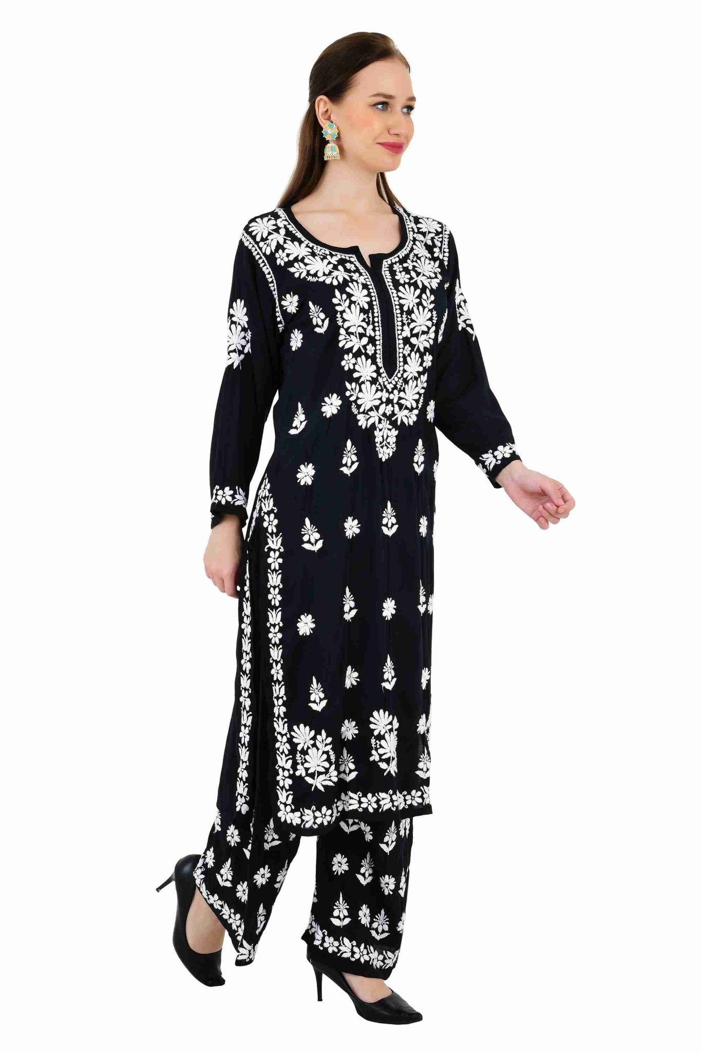 Maira modal cotton black full cord set - Lucknow Threads650_BLK