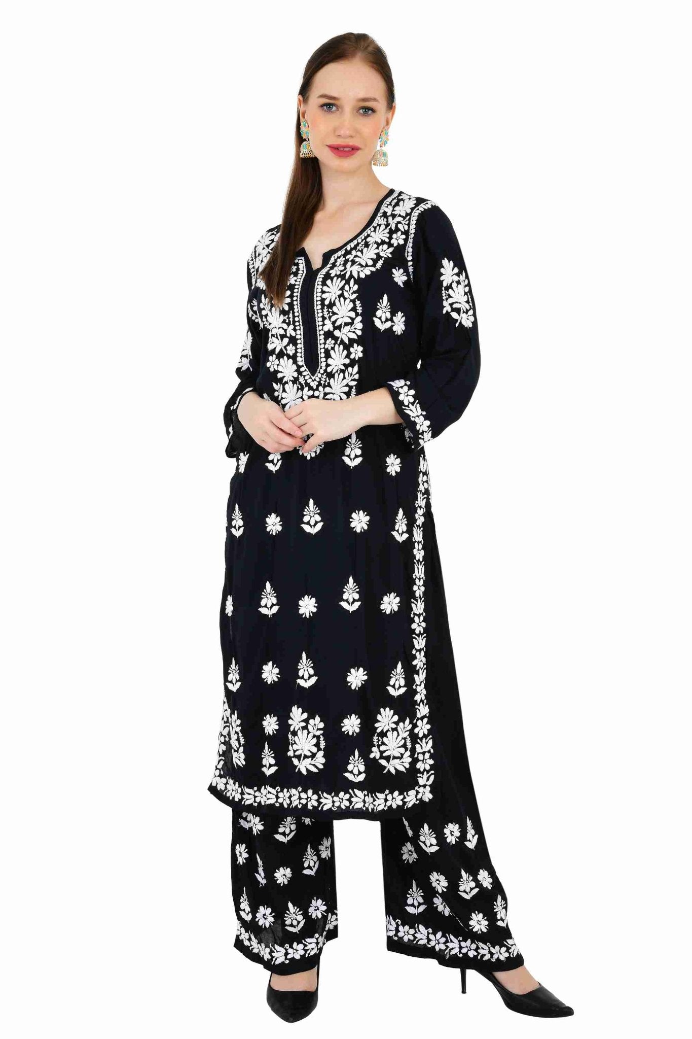 Maira modal cotton black full cord set - Lucknow Threads650_BLK