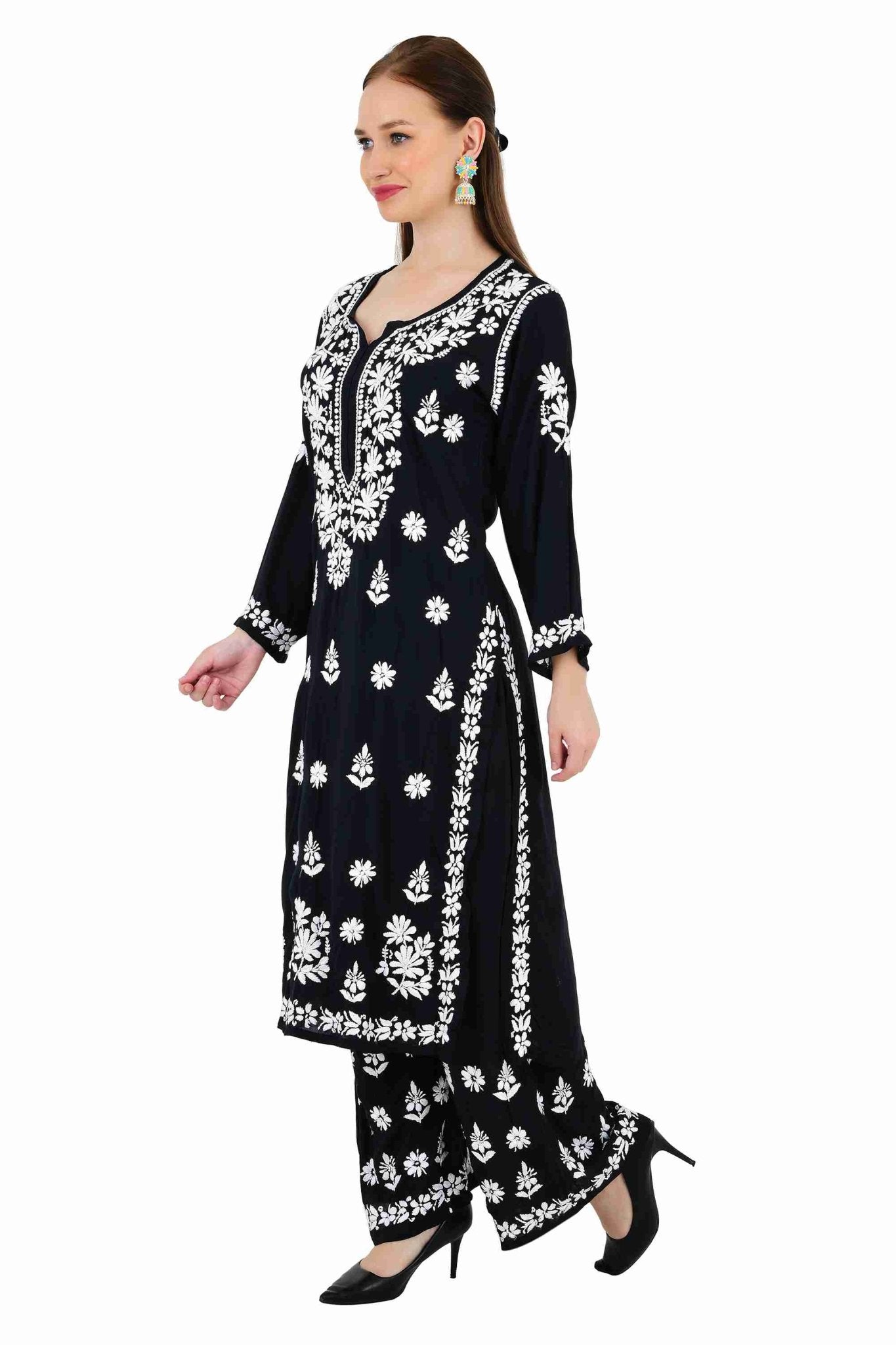 Maira modal cotton black full cord set - Lucknow Threads650_BLK