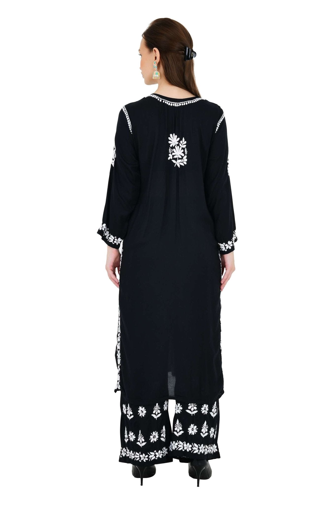 Maira modal cotton black full cord set - Lucknow Threads650_BLK