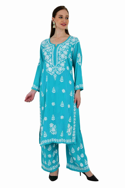 Maira modal cotton blue full cord set - Lucknow Threads650_BLU