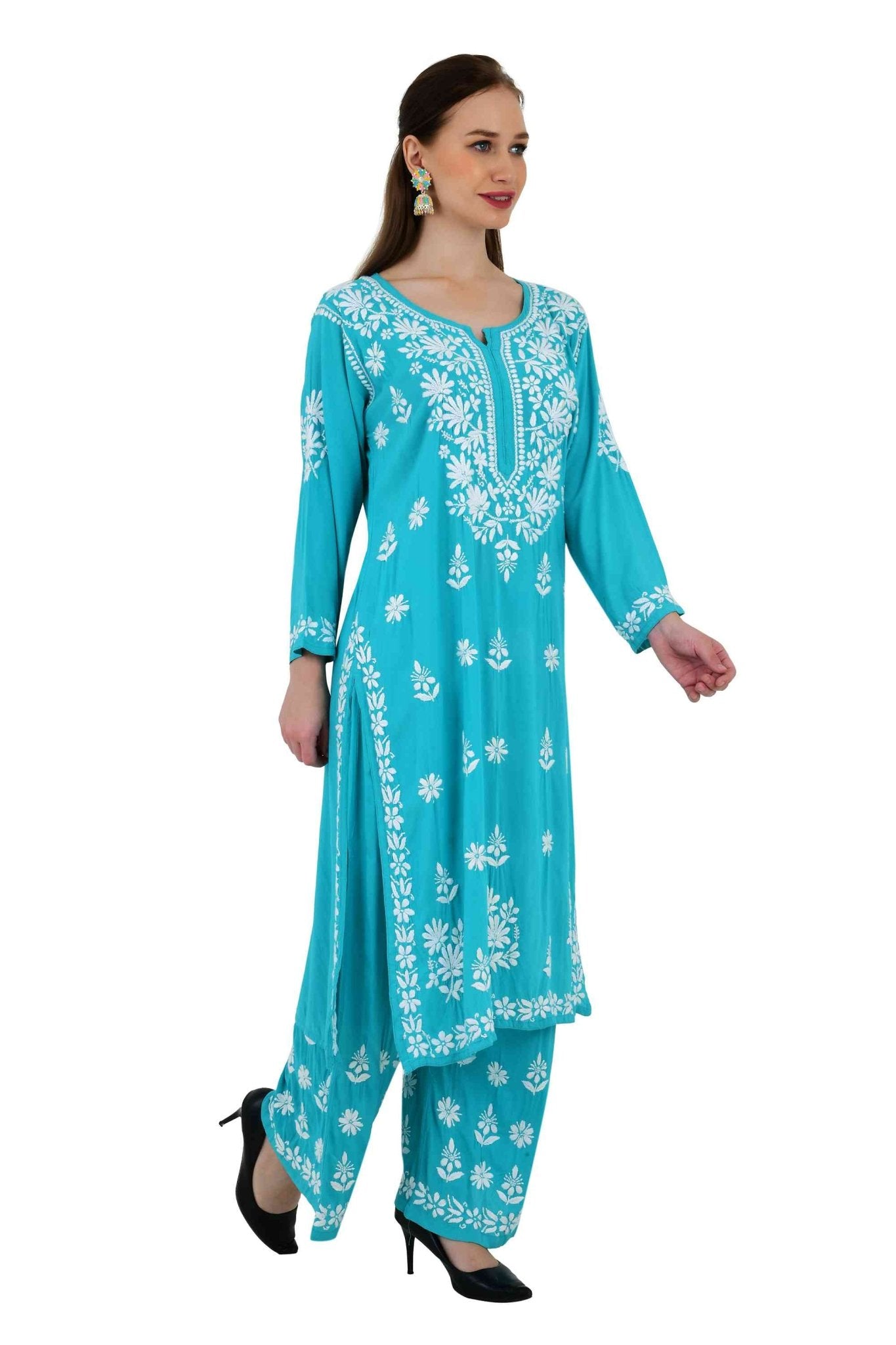 Maira modal cotton blue full cord set - Lucknow Threads650_BLU