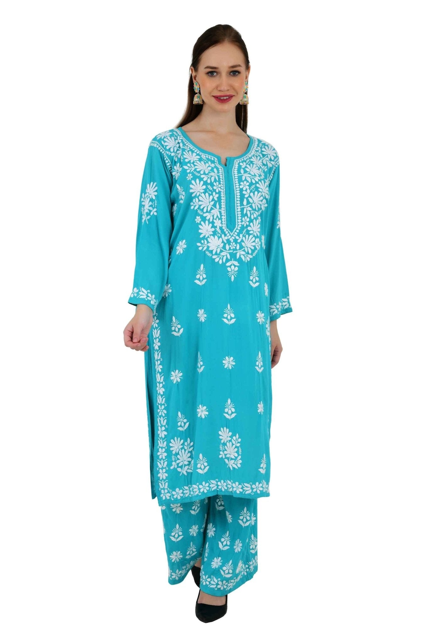 Maira modal cotton blue full cord set - Lucknow Threads650_BLU