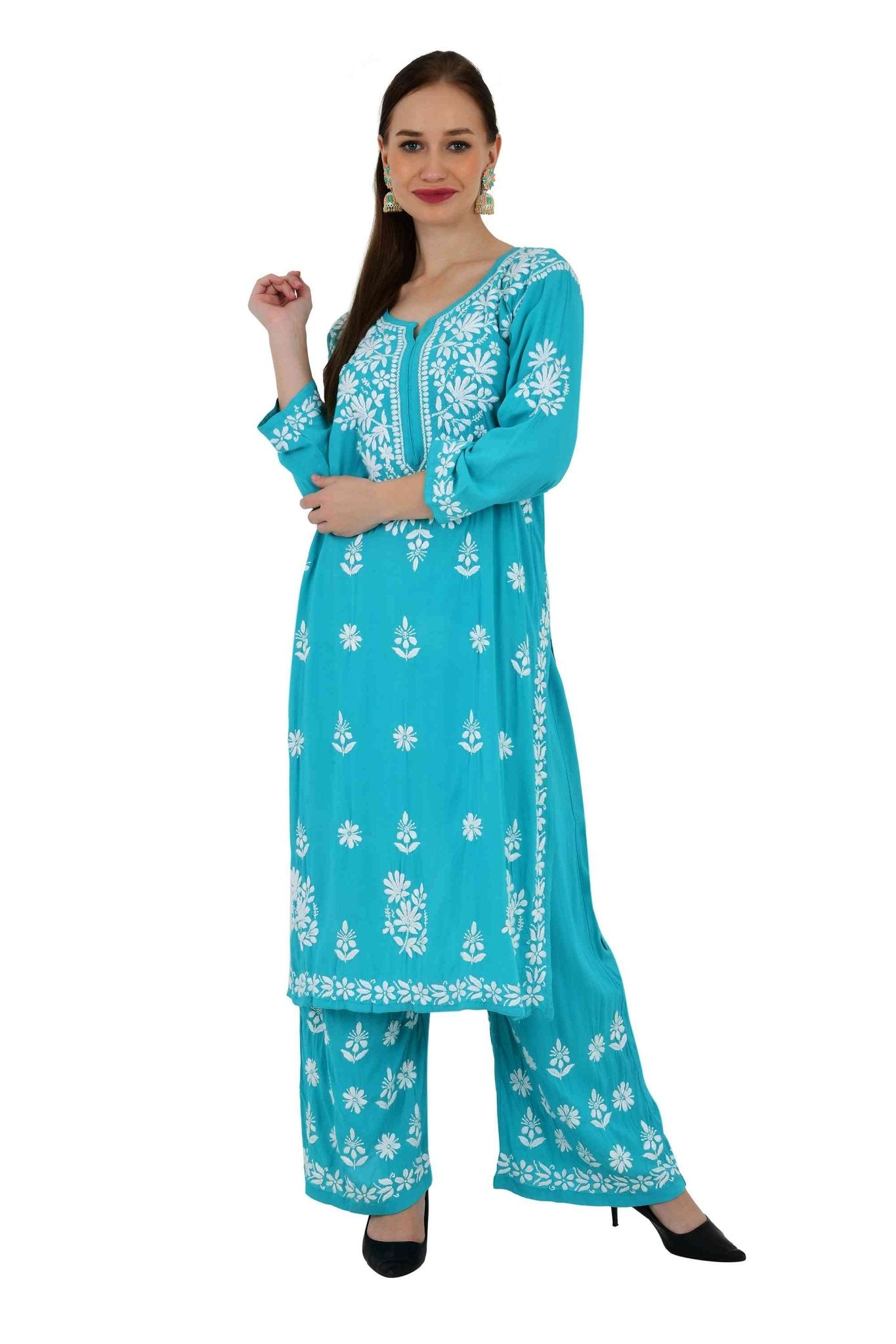 Maira modal cotton blue full cord set - Lucknow Threads650_BLU