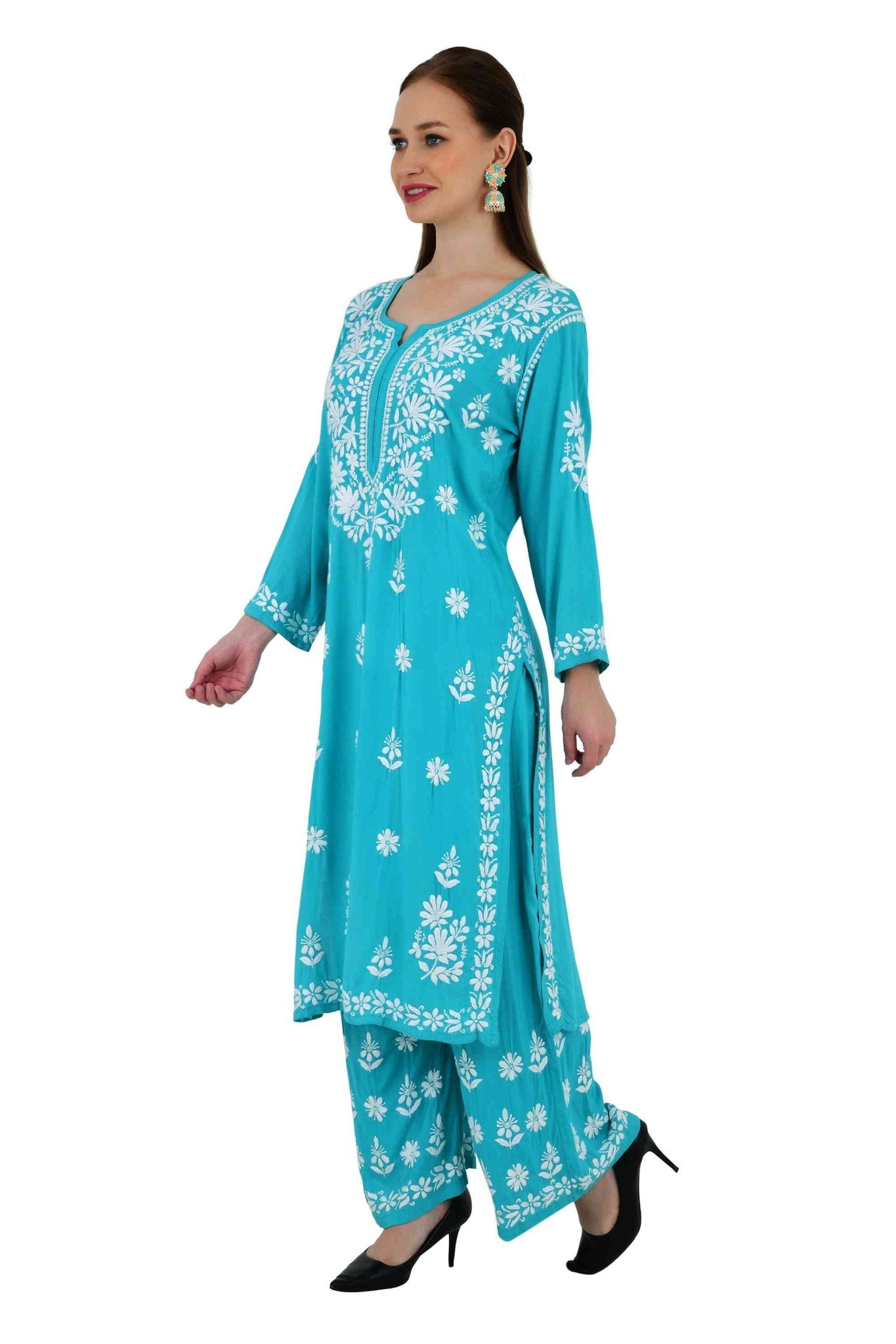 Maira modal cotton blue full cord set - Lucknow Threads650_BLU