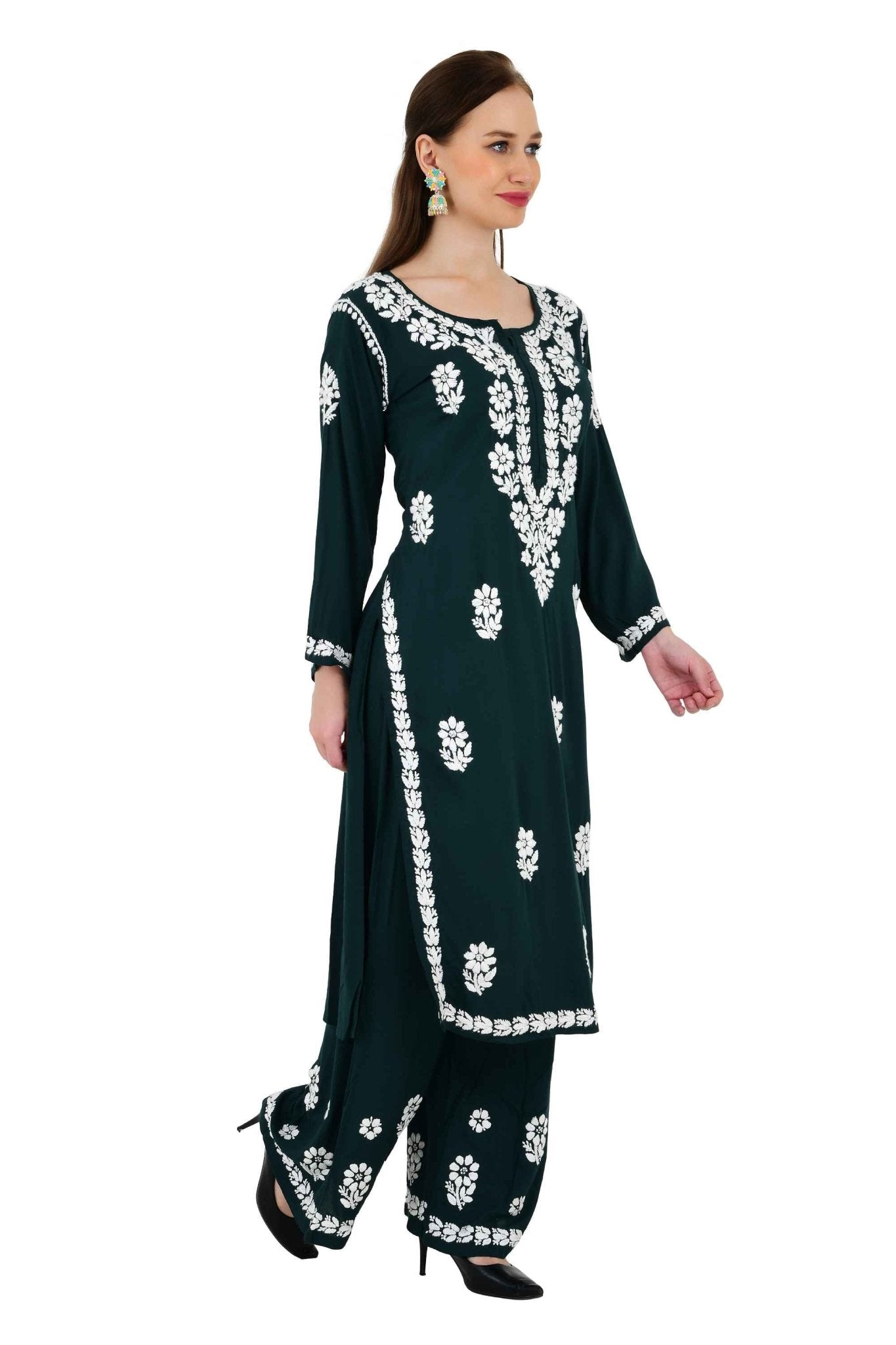 Maira modal cotton dark green full cord set - Lucknow Threads650_DGRN