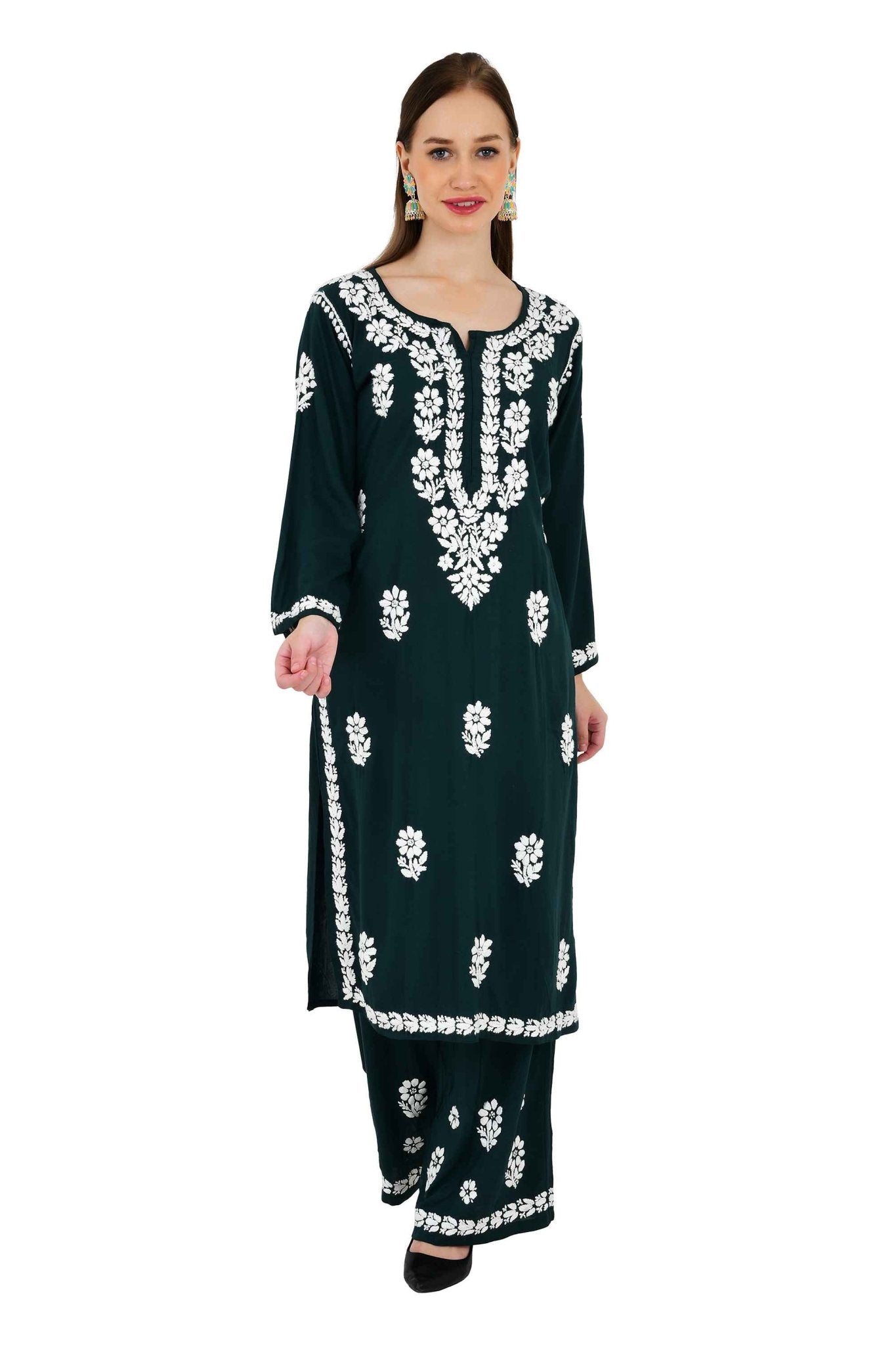 Maira modal cotton dark green full cord set - Lucknow Threads650_DGRN