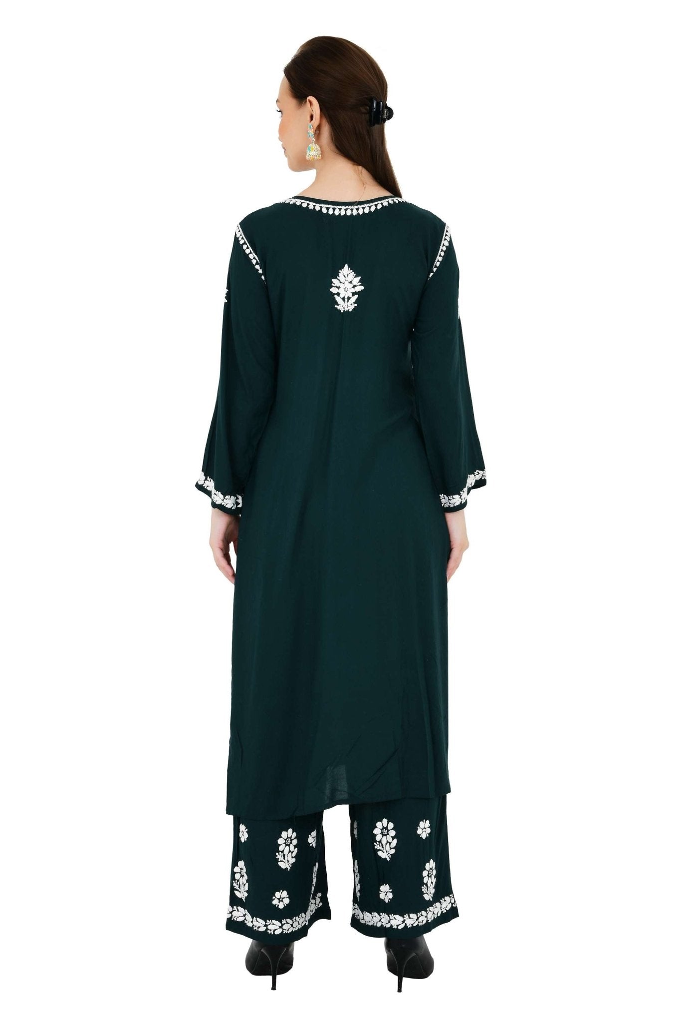 Maira modal cotton dark green full cord set - Lucknow Threads650_DGRN