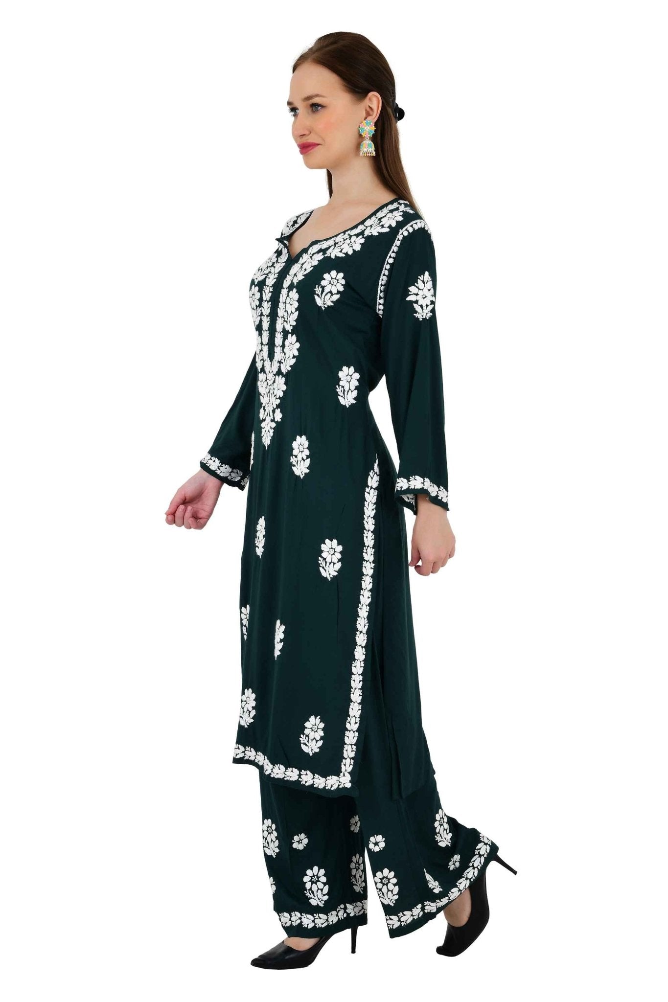 Maira modal cotton dark green full cord set - Lucknow Threads650_DGRN