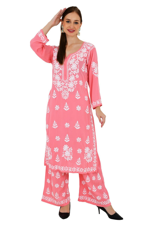 Maira Modal Cotton Peach Full Cord Set - Lucknow Threads650_PCH