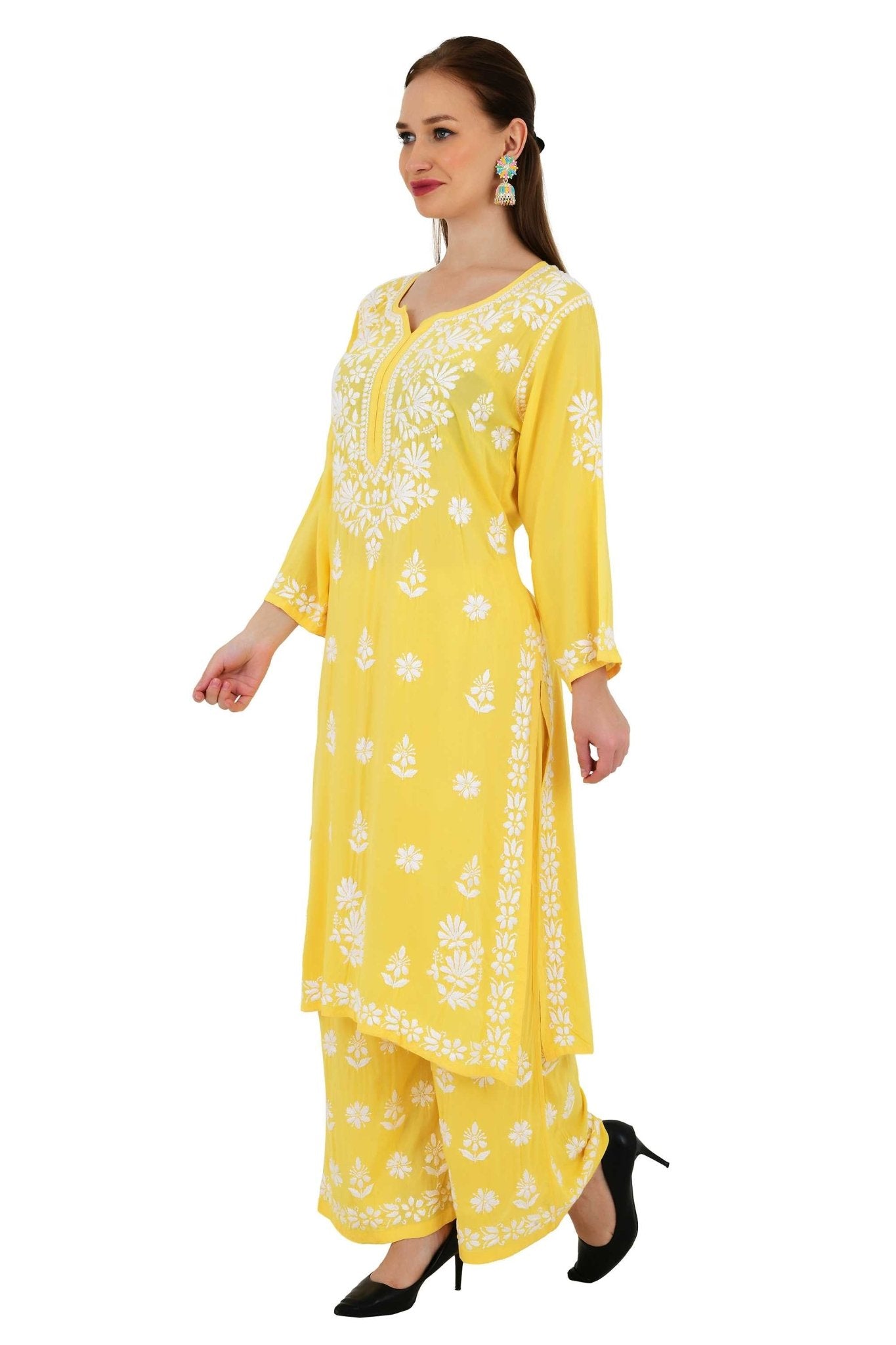 Maira modal cotton yellow full cord set - Lucknow Threads650_YLW