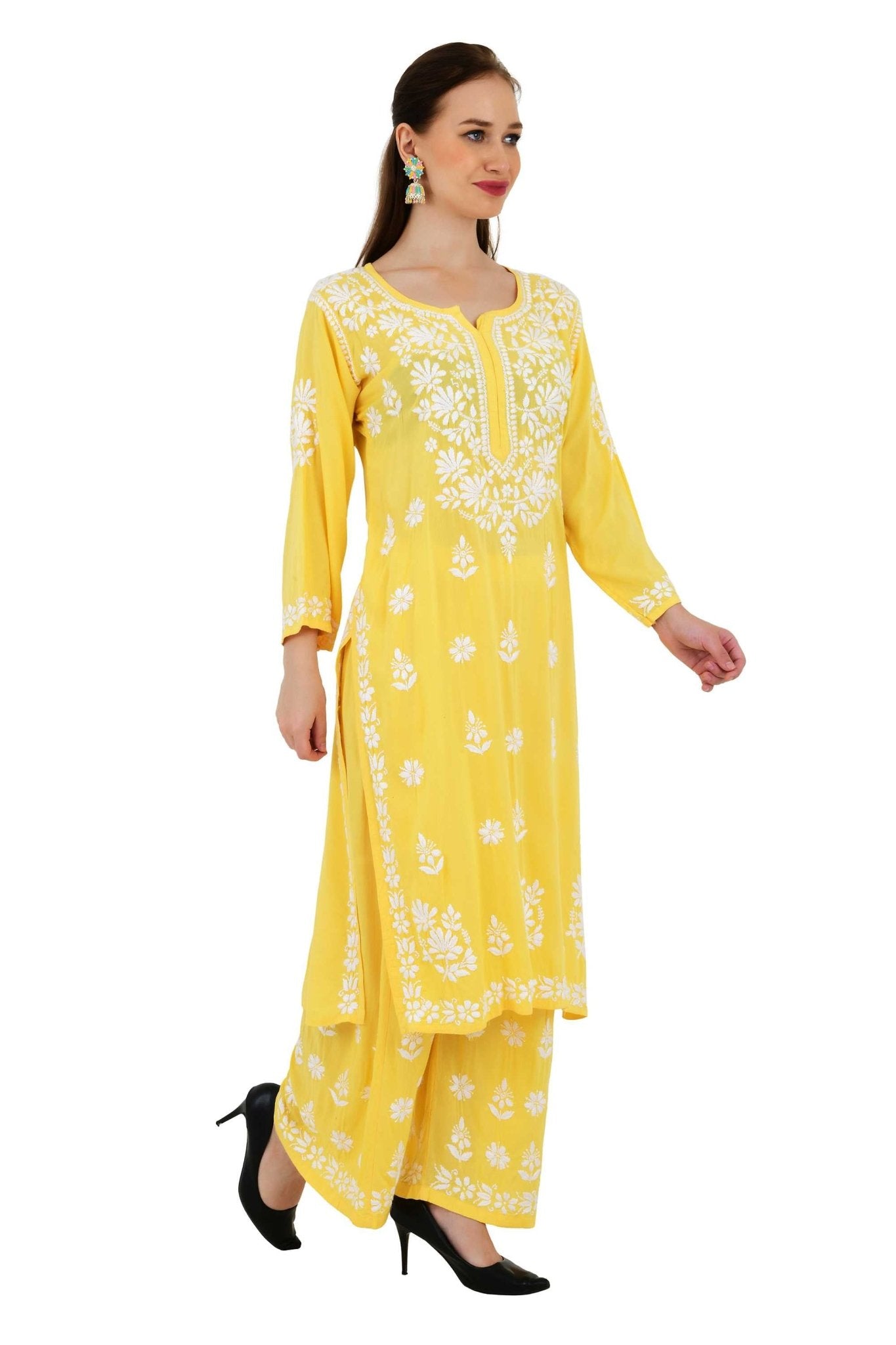 Maira modal cotton yellow full cord set - Lucknow Threads650_YLW