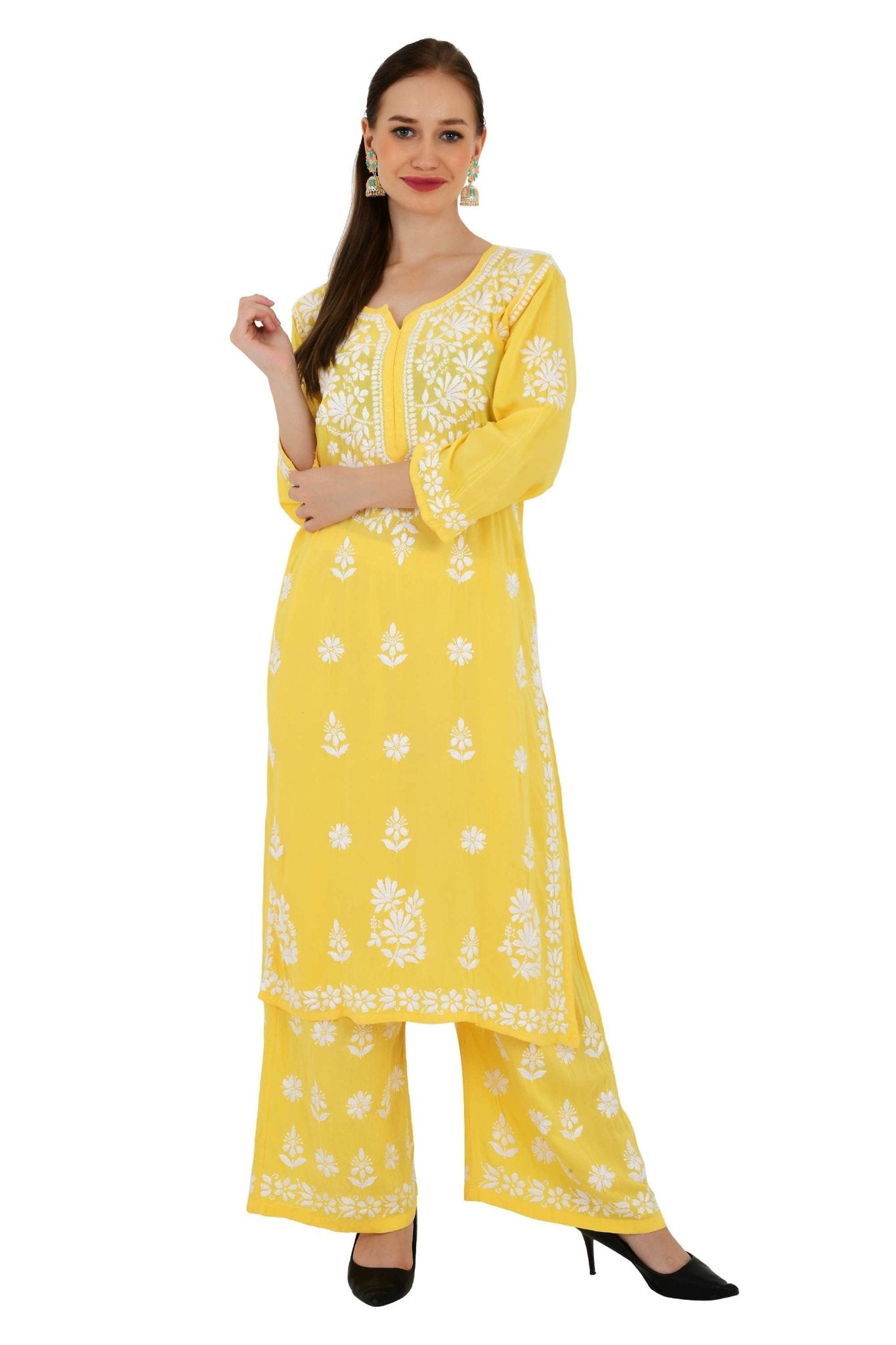 Maira modal cotton yellow full cord set - Lucknow Threads650_YLW