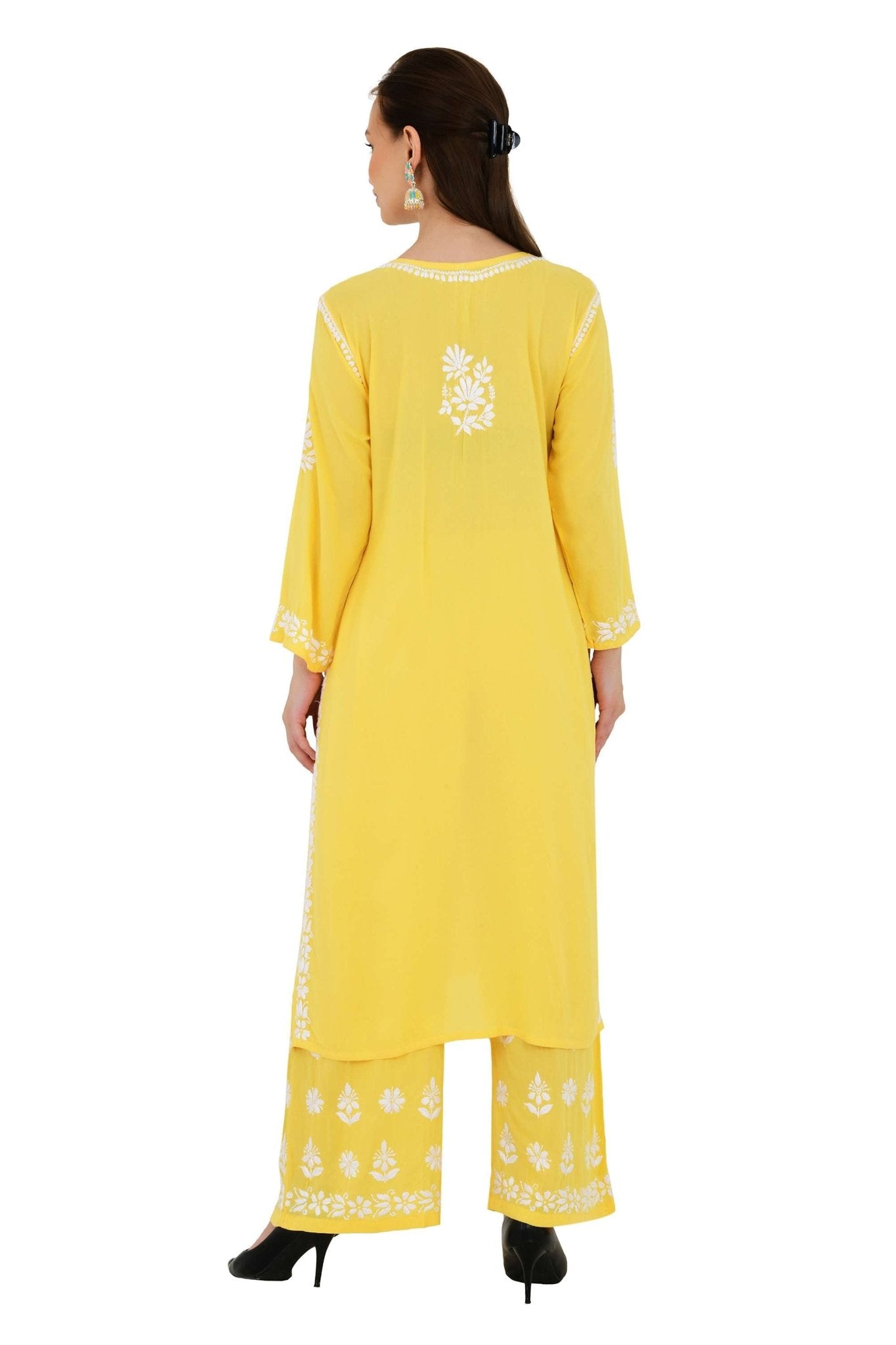 Maira modal cotton yellow full cord set - Lucknow Threads650_YLW