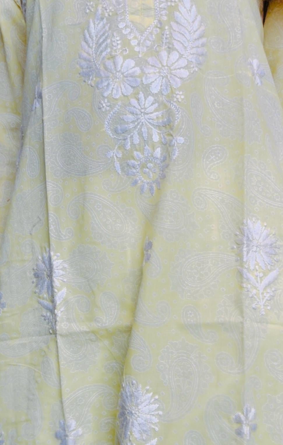 Nazia Cotton Printed Yellow Kurta - Lucknow Threads300_YLW - 1