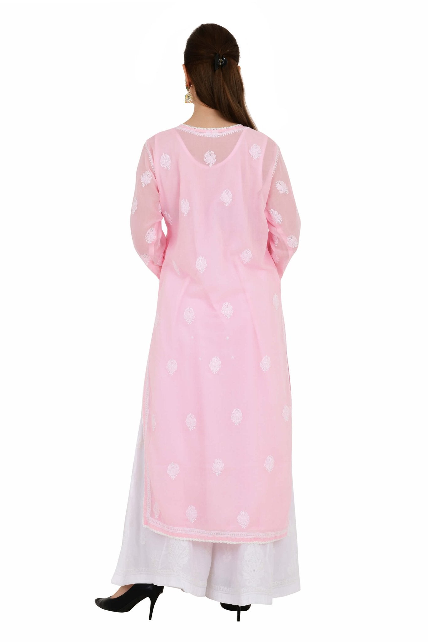 Sahiba Full Jaal Pink Cotton Kurta - Lucknow Threads900_PNK