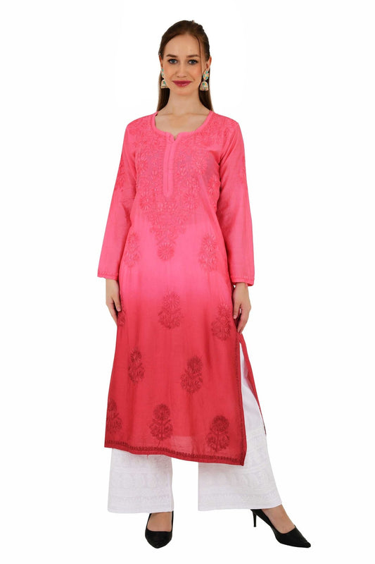 Samaira chanderi silk cherry orange kurta - Lucknow Threads500_CHOG