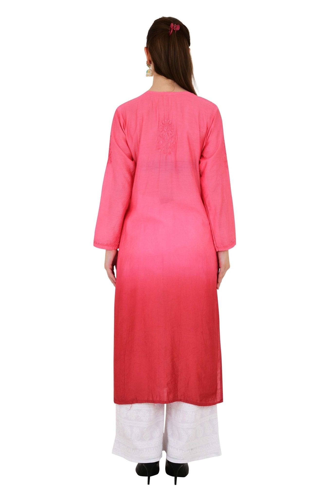 Samaira chanderi silk cherry orange kurta - Lucknow Threads500_CHOG