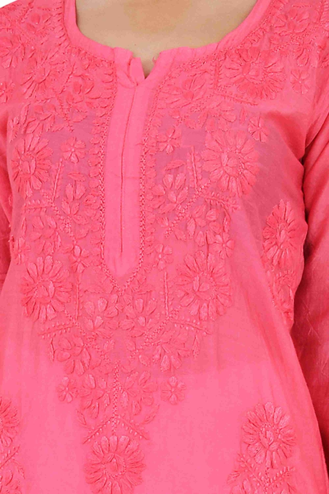 Samaira chanderi silk cherry orange kurta - Lucknow Threads500_CHOG