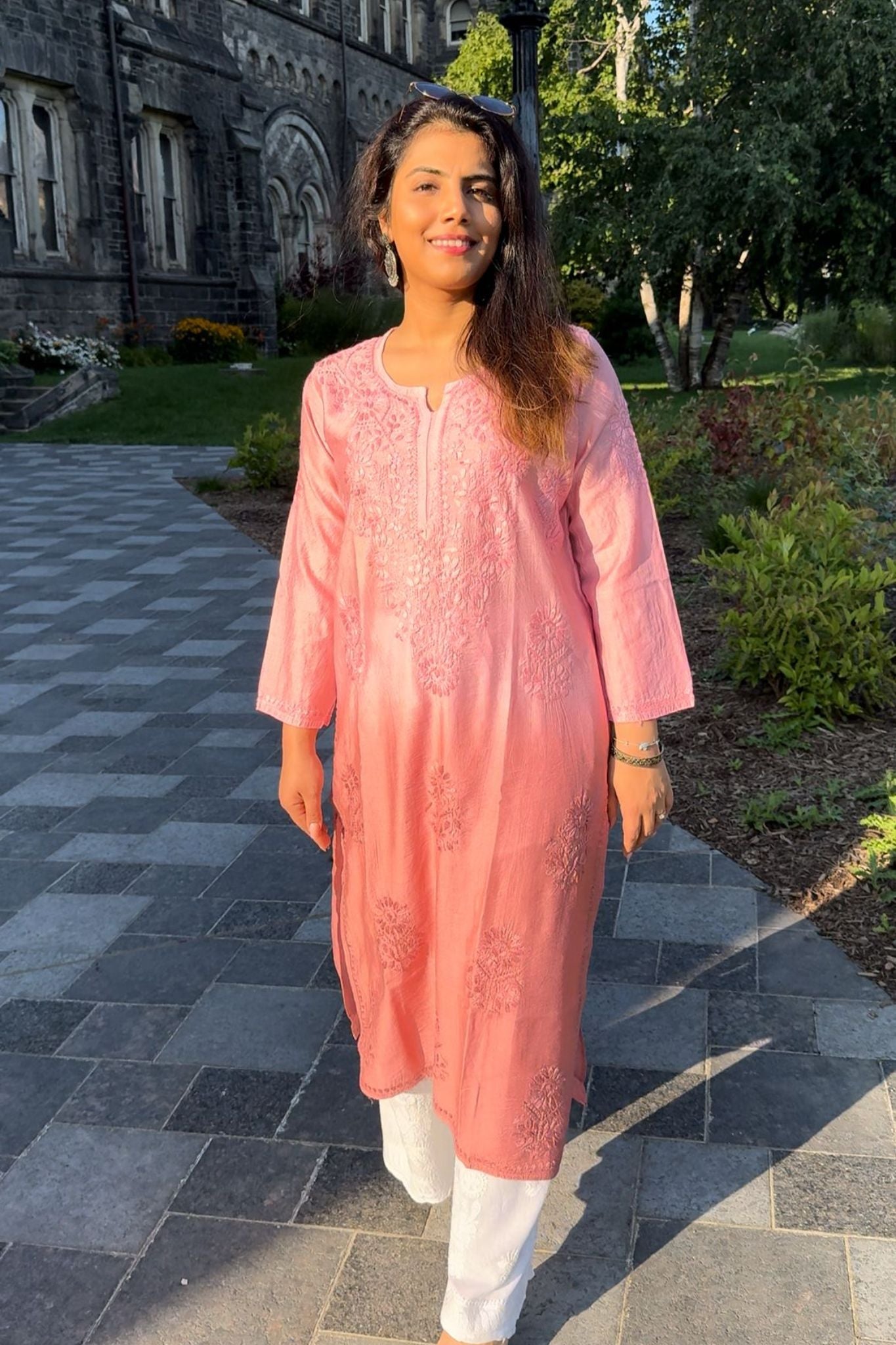 Samaira Chanderi Silk Pink Kurta - Lucknow Threads500_PNK - 1