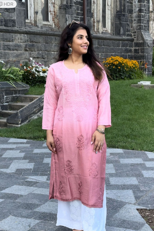 Samaira Chanderi Silk Pink Kurta - Lucknow Threads500_PNK - 1