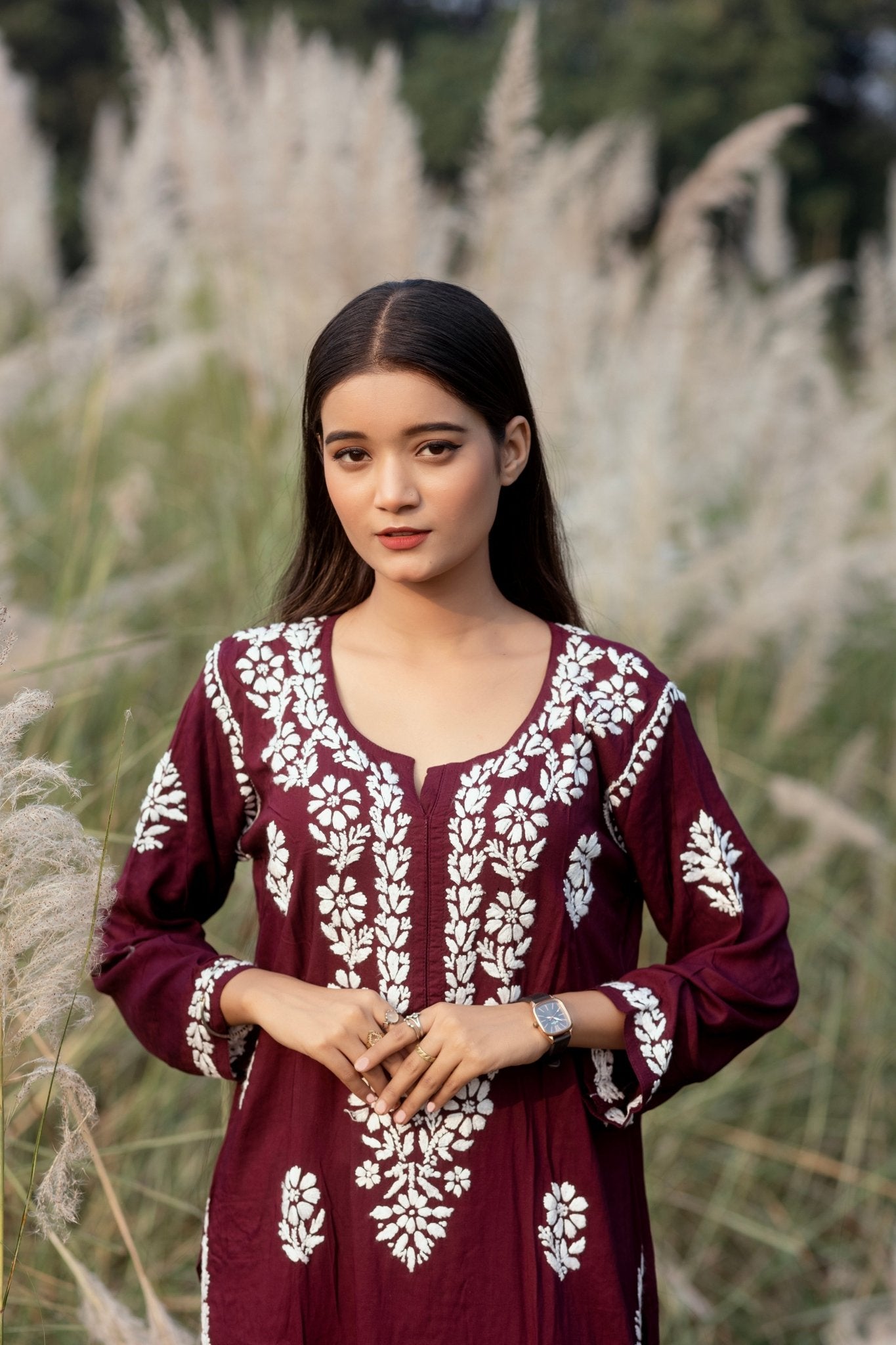 Simra royal maroon modal cotton full cord set - Lucknow Threads600_RED