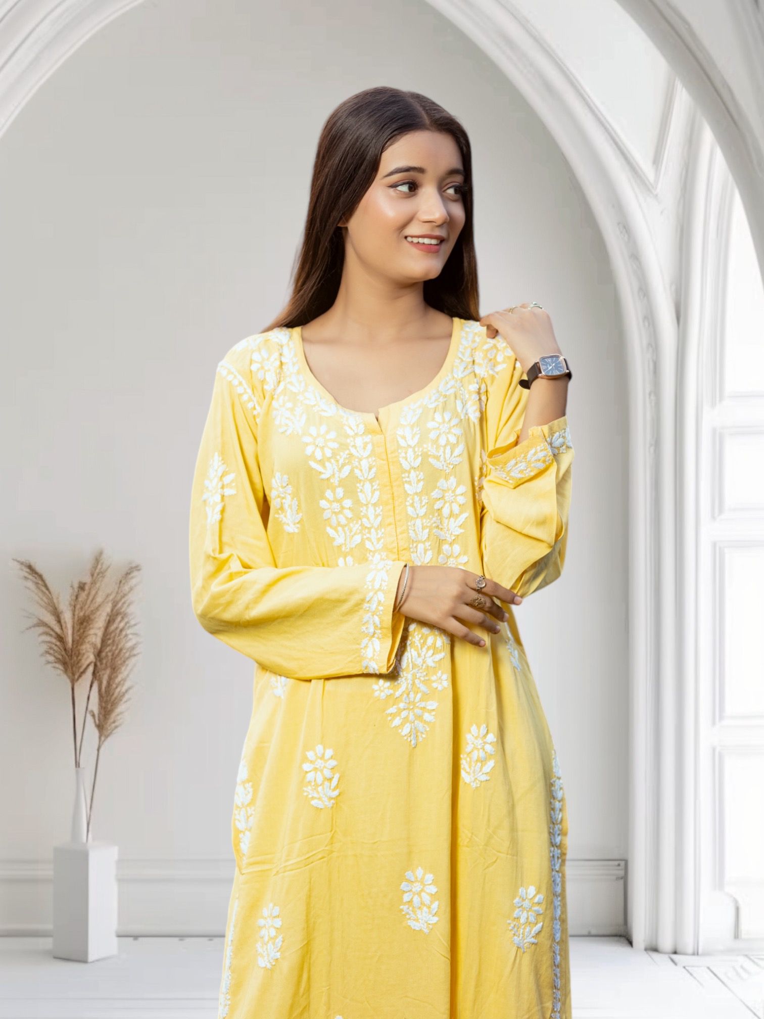 Simra yellow modal cotton full cord set - Lucknow Threads600_YLW