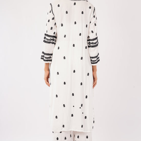 Afreen - White Rayon Chikankari Co - ord Set - Lucknow Threads