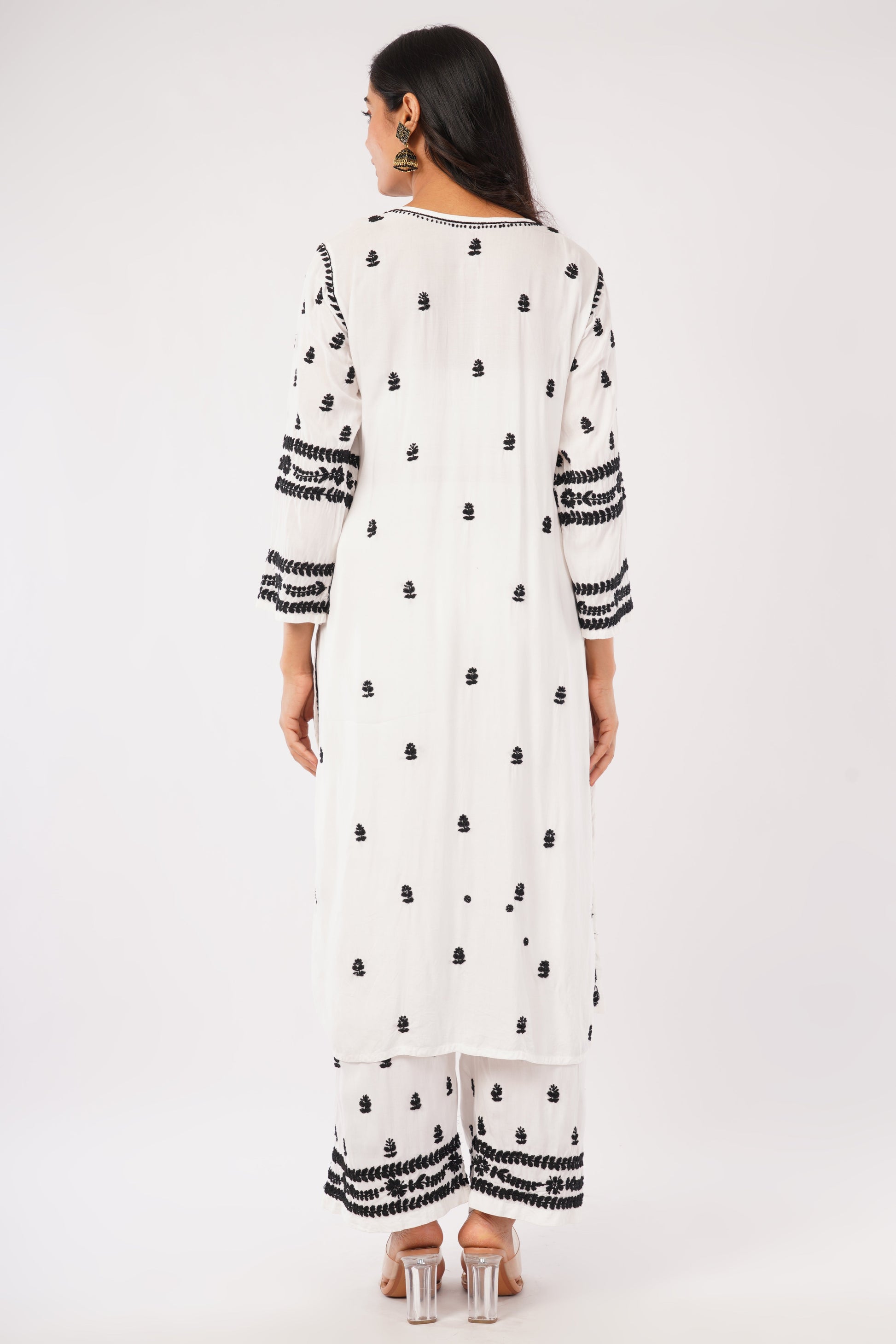 Afreen - White Rayon Chikankari Co - ord Set - Lucknow Threads