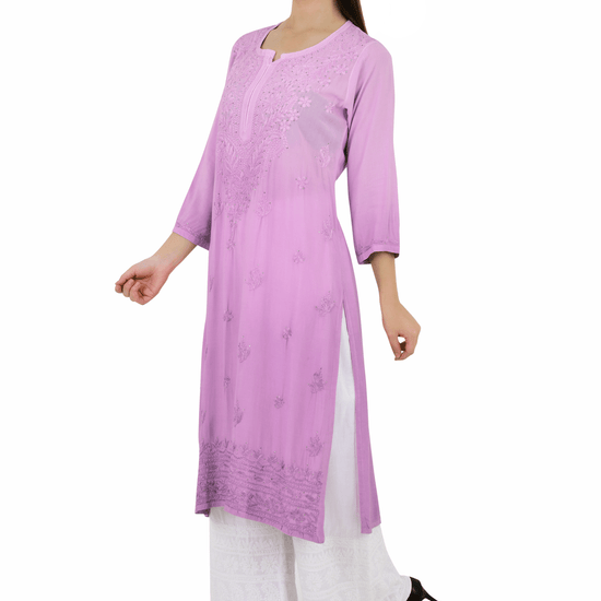 Anam Rayon Muqaish Lavender Pink kurta - Lucknow Threads200_LVN - 2