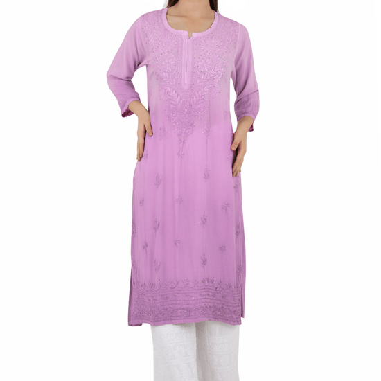 Anam Rayon Muqaish Lavender Pink kurta - Lucknow Threads200_LVN - 2