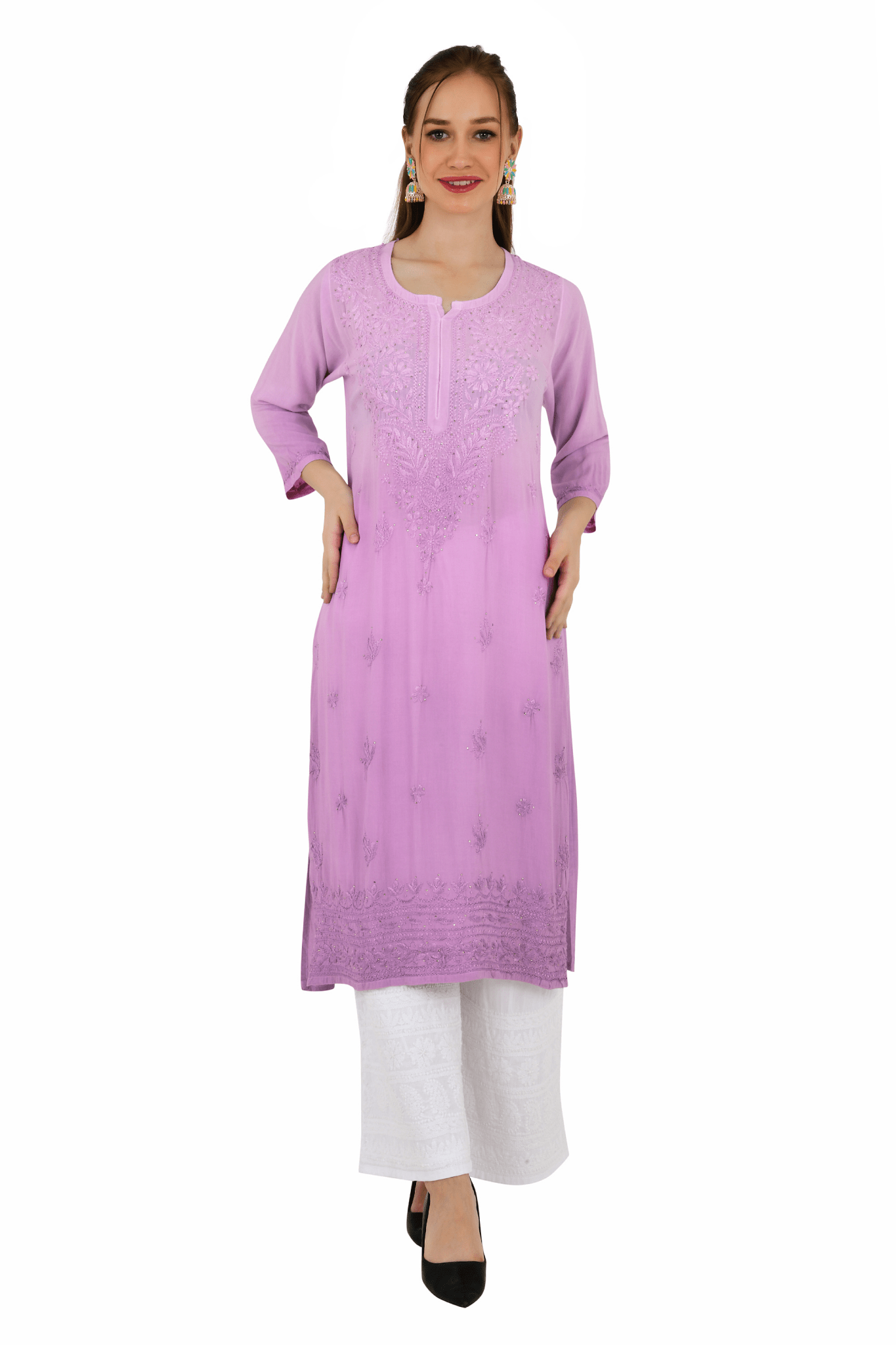 Anam Rayon Muqaish Lavender Pink kurta - Lucknow Threads200_LVN - 2
