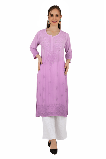 Anam Rayon Muqaish Lavender Pink kurta - Lucknow Threads200_LVN - 2