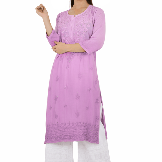 Anam Rayon Muqaish Lavender Pink kurta - Lucknow Threads200_LVN - 2
