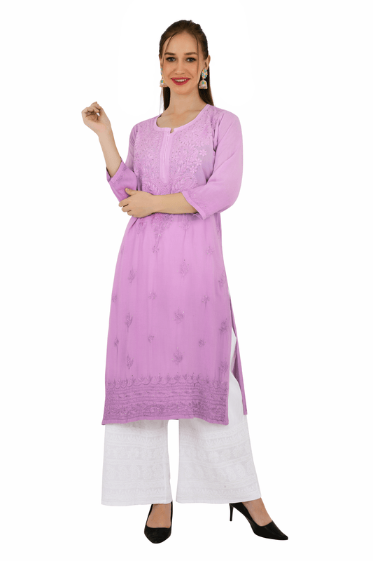 Anam Rayon Muqaish Lavender Pink kurta - Lucknow Threads200_LVN - 2