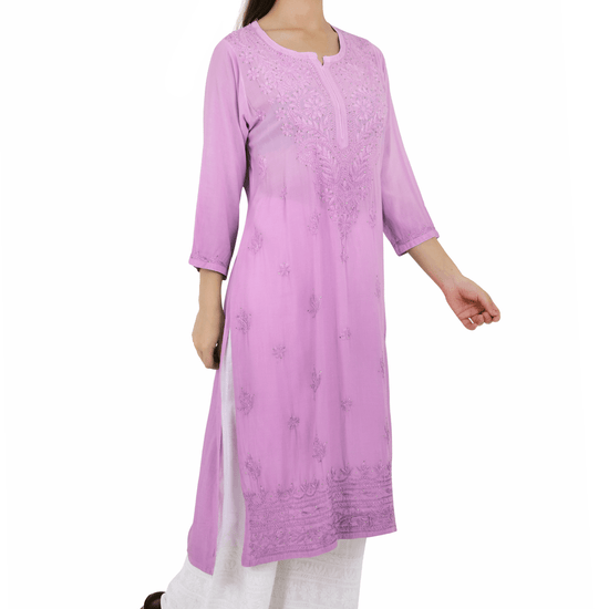 Anam Rayon Muqaish Lavender Pink kurta - Lucknow Threads200_LVN - 2