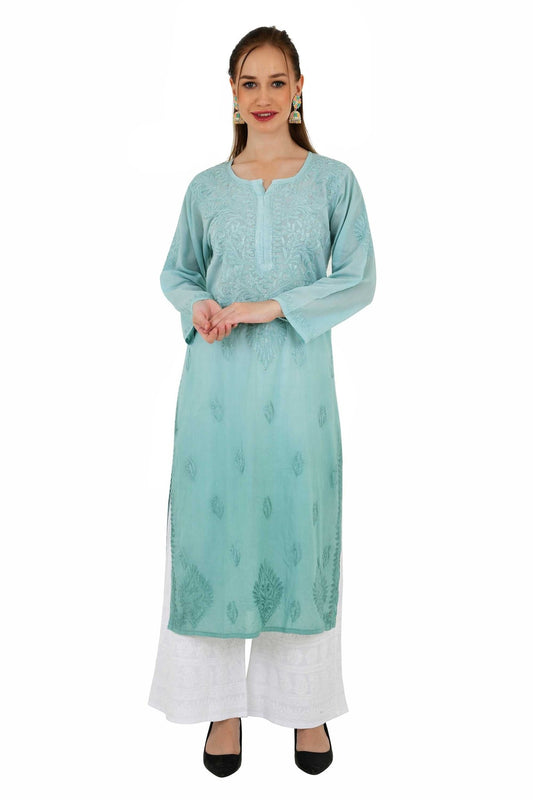 Anam rayon muqaish pastel green kurta - Lucknow Threads200_PGN - 1