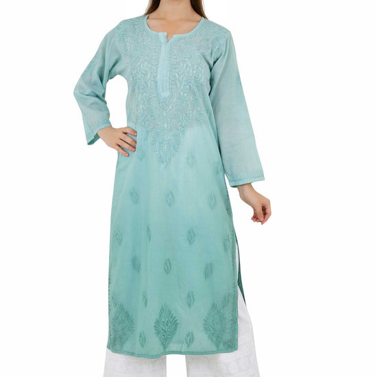 Anam rayon muqaish pastel green kurta - Lucknow Threads200_PGN - 1