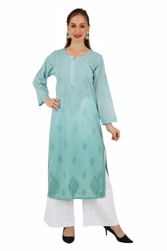 Anam rayon muqaish pastel green kurta - Lucknow Threads200_PGN - 1