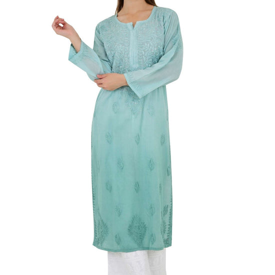 Anam rayon muqaish pastel green kurta - Lucknow Threads200_PGN - 1