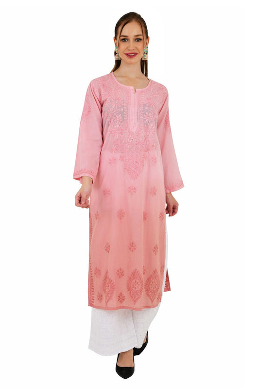 Anam Rayon Muqaish Peach kurta - Lucknow Threads200_PEACH