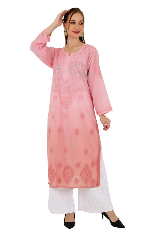 Anam Rayon Muqaish Peach kurta - Lucknow Threads200_PEACH
