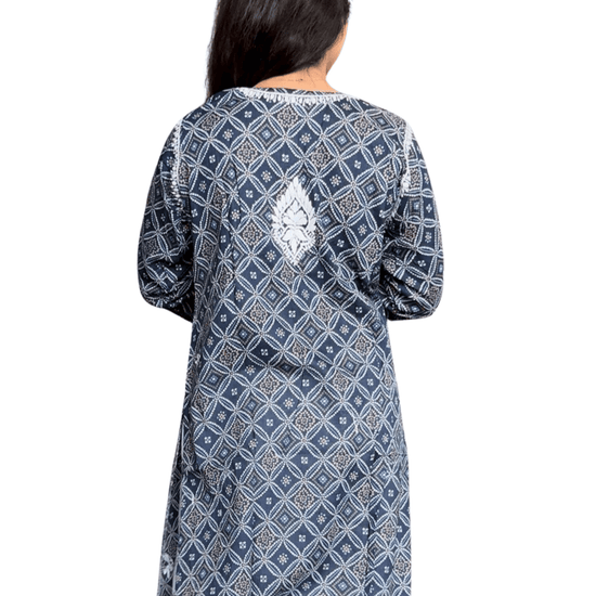 Anaya Bandani Chikankari Kurta Printed Blue - Lucknow Threads100_BLU - 1