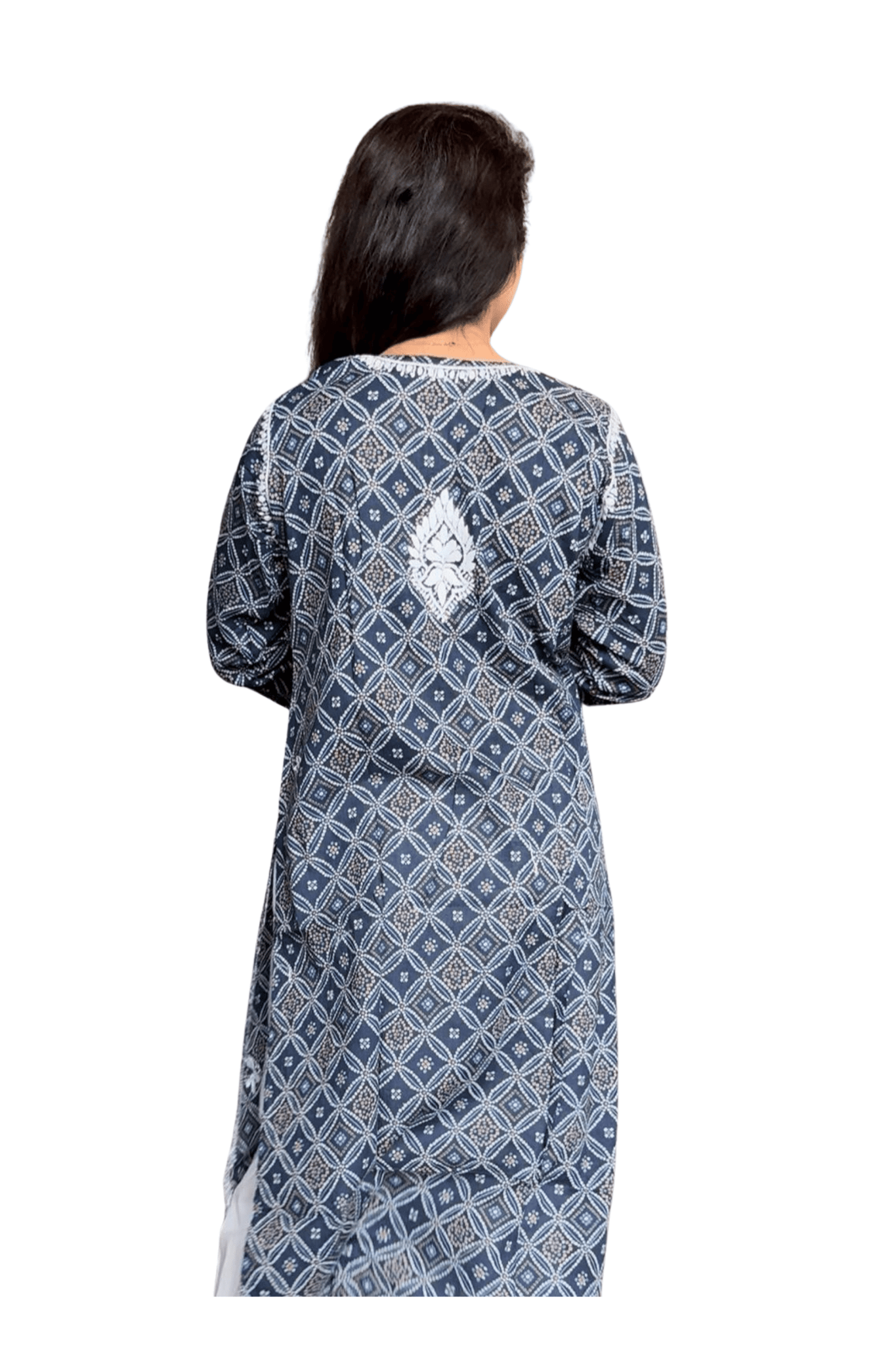 Anaya Bandani Chikankari Kurta Printed Blue - Lucknow Threads100_BLU - 1