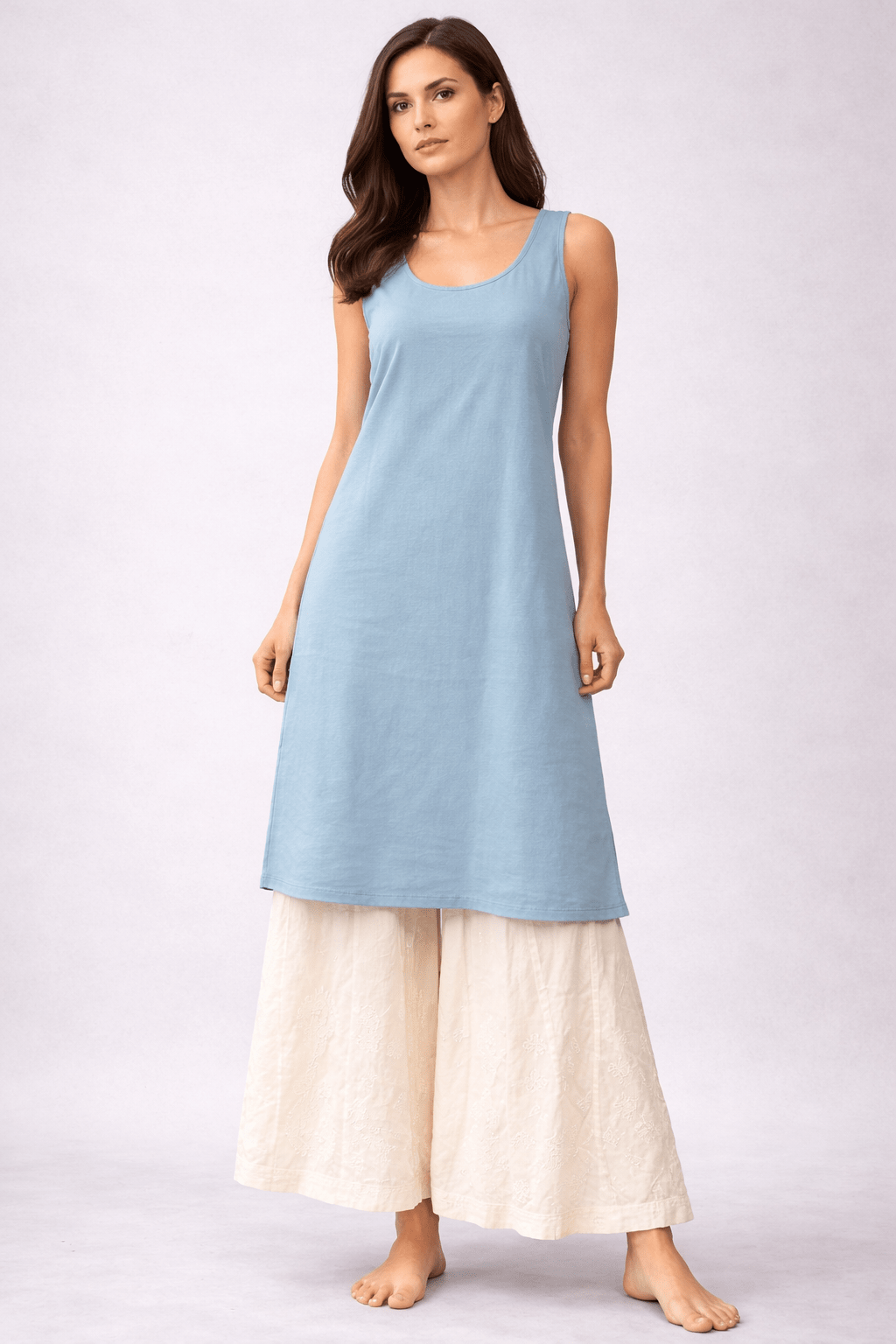 Asra – Ash Blue Full Jaal Chikankari Kurta with Inner - Lucknow Threads